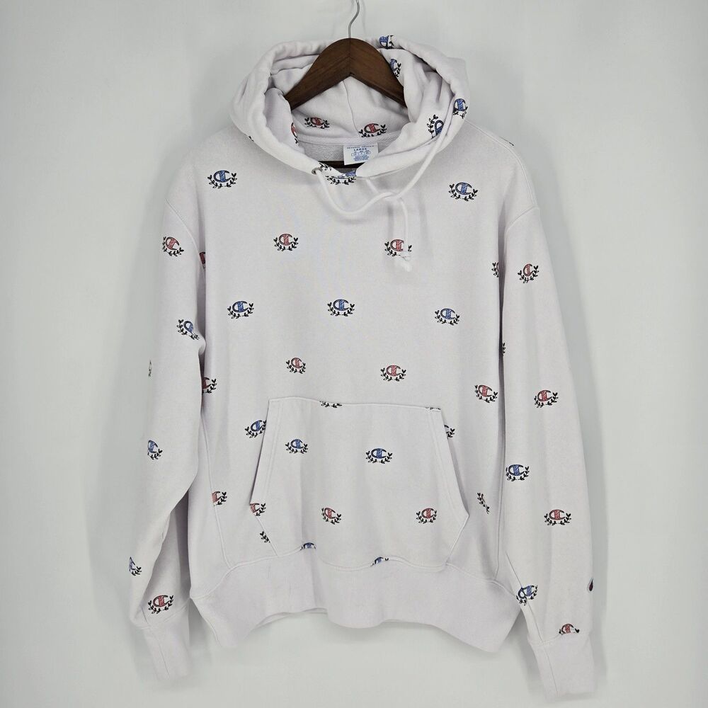Champion Reverse Weave All Over Print Hooded Sweatshirt Large